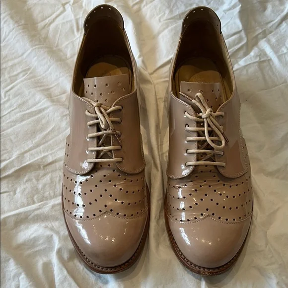 Office of Angela Scott pink/ Tan Brogue patent leather Shoes 41 - Picture 3 of 7